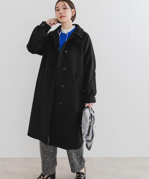 F by ROSSO(エフバイロッソ)の「F by ROSSO 『UR TECH』ビーバーステンカラーロングコート(ステンカラーコート・レディース・ブラック/ブラウン・FREE)」の5枚目の写真