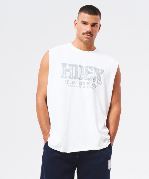 HDEX(エイチデックス)の「ブレイキングダメージスリーブレス (ホワイト)(Tシャツ/カットソー・メンズ・ホワイト・LARGE/X-LARGE/XX-LARGE/MEDIUM)」の1枚目の写真