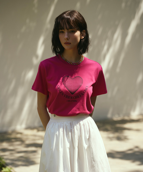 THE GREEN LAB（ザグリーンラボ）の「ハートプラネット1 グラフィック半袖Tシャツ [ピンク]（Tシャツ/カットソー・レディース・その他・FREE）」の3枚目の写真