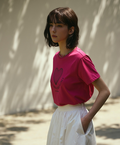 THE GREEN LAB（ザグリーンラボ）の「ハートプラネット1 グラフィック半袖Tシャツ [ピンク]（Tシャツ/カットソー・レディース・その他・FREE）」の4枚目の写真