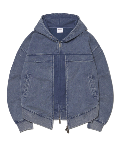 VINTAGE LAYER HOODED ZIP-UP - WASHED NAVY