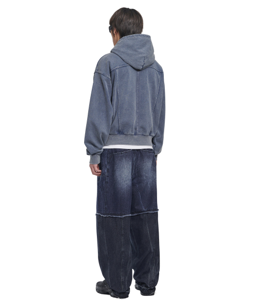 NOMANUAL(NOMANUAL)の「VINTAGE LAYER HOODED ZIP-UP - WASHED NAVY(パーカー・レディース・その他・SMALL/MEDIUM/LARGE)」の4枚目の写真