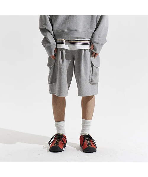XERO（ゼロ）の「Deep One Tuck Cargo Sweat Shorts [4 Colors]（その他パンツ・メンズ・ホワイト/オートミール/ブラック/グレー・LARGE/MEDIUM）」の3枚目の写真