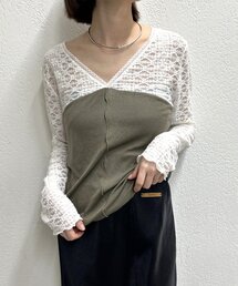 Omekashi | レース切替ニットソー(Tシャツ/カットソー)
