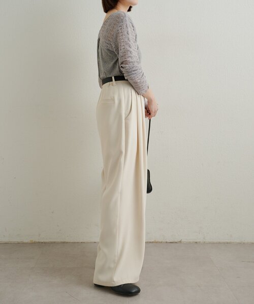 Omekashi(オメカシ)の「レース切替ニットソー(Tシャツ/カットソー・レディース・カーキ/ブラック/オフホワイト/グレー・FREE)」の5枚目の写真