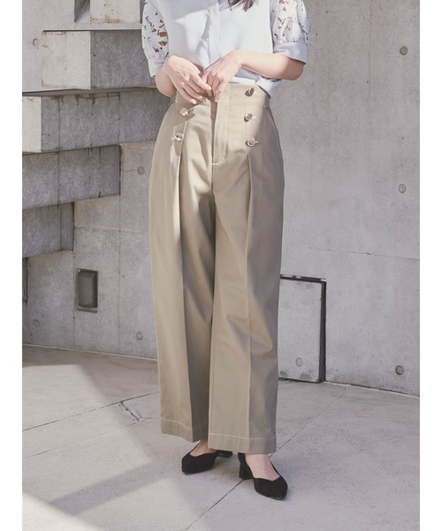 Dickies(ディッキーズ)の「【Dickies別注】マリンタックワイドパンツ(その他パンツ・レディース・ベージュ/ネイビー/ダークブラウン/ダークグリーン・SMALL/MEDIUM)」の2枚目の写真