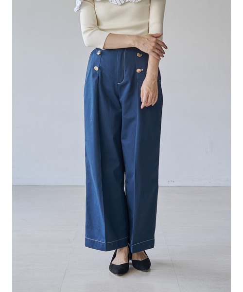 Dickies(ディッキーズ)の「【Dickies別注】マリンタックワイドパンツ(その他パンツ・レディース・ベージュ/ネイビー/ダークブラウン/ダークグリーン・SMALL/MEDIUM)」の4枚目の写真