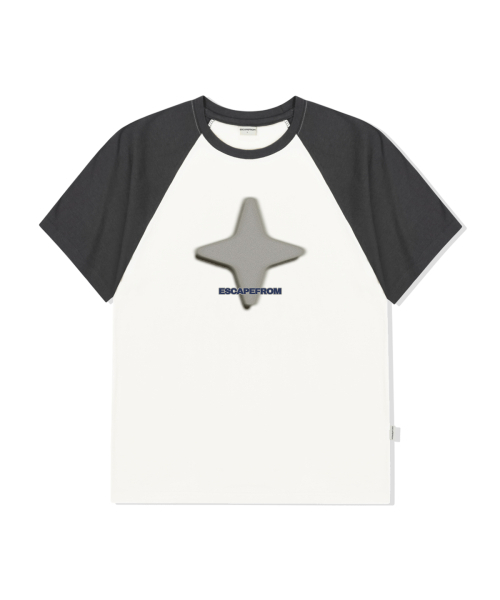ESCAPEFROM（エスケープフロム）の「ノイズダイヤモンドプリントラグラン配色半袖チャコール（Tシャツ/カットソー・レディース・その他・MEDIUM/LARGE）」の2枚目の写真