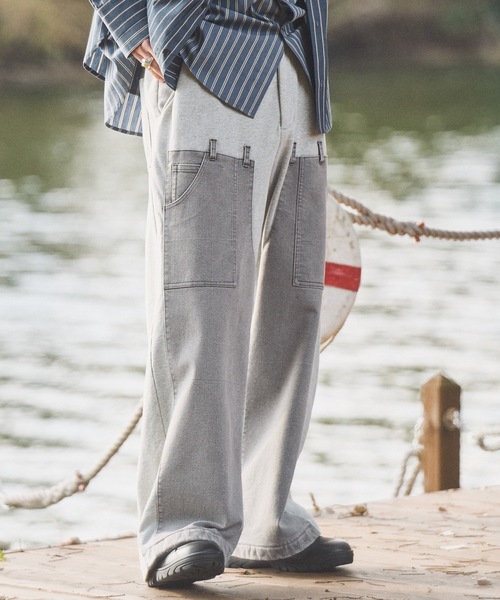 CASPER JOHN（キャスパージョン）の「Drill docking sweat pants/ドリルドッキングスウェットパンツ（スウェットパンツ・メンズ・ブラック/グレー・LARGE/MEDIUM/SMALL/X-SMALL）」の2枚目の写真