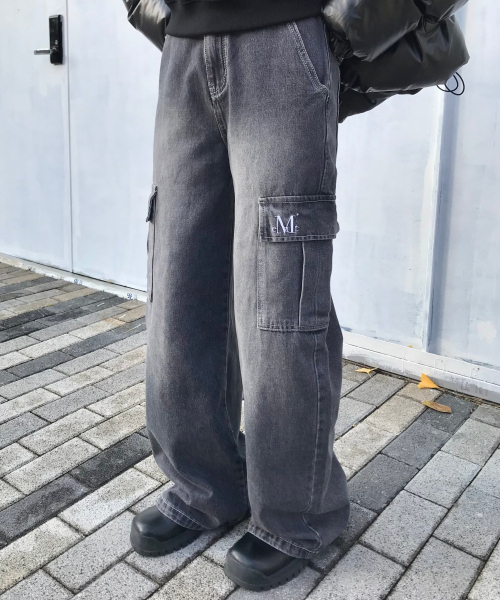 セール】カルレットワイドカーゴデニムパンツ (2カラー)（デニムパンツ