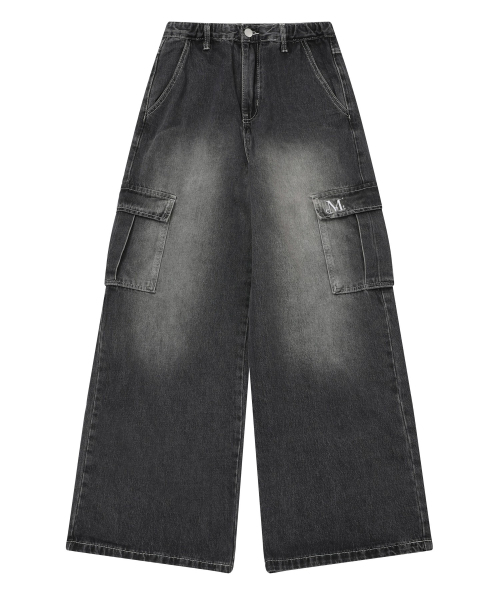 MUCENT（ムセント）の「カルレットワイドカーゴデニムパンツ (2カラー)（デニムパンツ・レディース・ネイビー/ブラック・S/M/L/XL/2XL）」の4枚目の写真