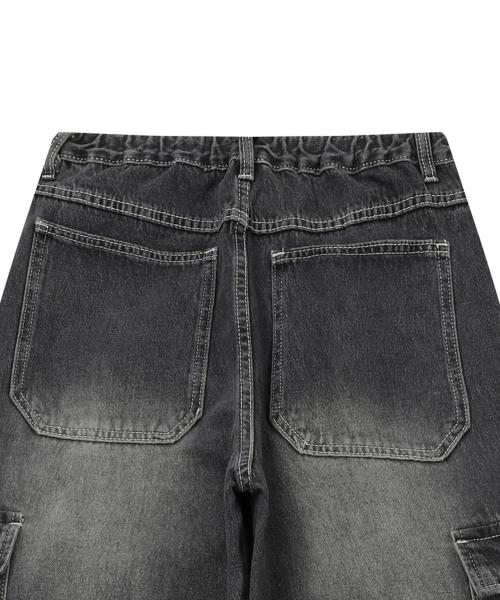 MUCENT（ムセント）の「カルレットワイドカーゴデニムパンツ (2カラー)（デニムパンツ・レディース・ネイビー/ブラック・S/M/L/XL/2XL）」の9枚目の写真
