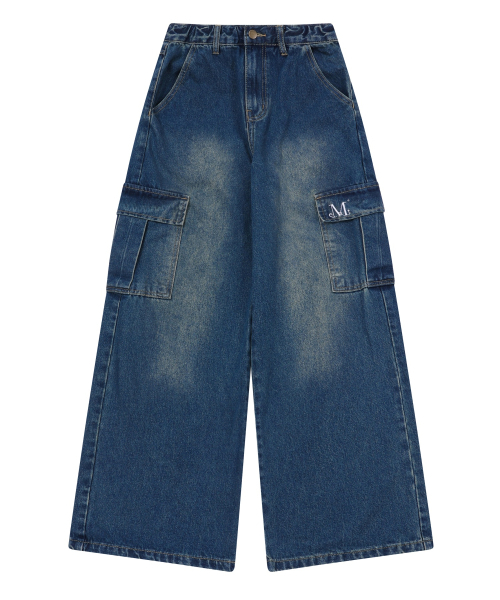 MUCENT（ムセント）の「カルレットワイドカーゴデニムパンツ (2カラー)（デニムパンツ・レディース・ネイビー/ブラック・S/M/L/XL/2XL）」の10枚目の写真