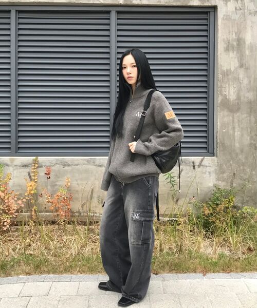 MUCENT（ムセント）の「カルレットワイドカーゴデニムパンツ (2カラー)（デニムパンツ・レディース・ネイビー/ブラック・S/M/L/XL/2XL）」の19枚目の写真