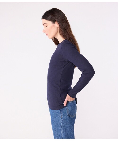 PETIT BATEAU(プチバトー)の「長袖Tシャツ(Tシャツ/カットソー・レディース・ネイビー/オフホワイト・XX-SMALL/X-SMALL/SMALL/MEDIUM)」の3枚目の写真