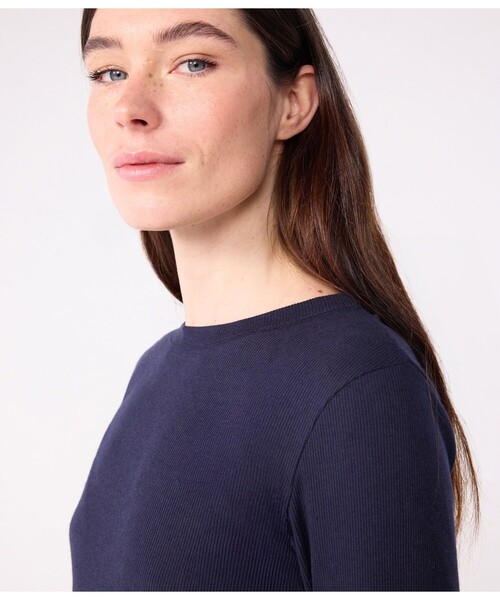 PETIT BATEAU(プチバトー)の「長袖Tシャツ(Tシャツ/カットソー・レディース・ネイビー/オフホワイト・XX-SMALL/X-SMALL/SMALL/MEDIUM)」の4枚目の写真