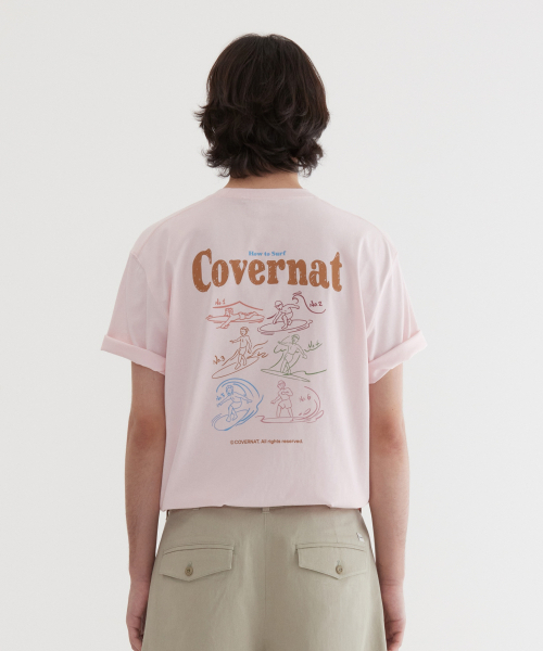 COVERNAT(カバーナット)の「クールコットンサーフィンモーショングラフィックTシャツライトピンク(Tシャツ/カットソー・レディース・その他・X-SMALL/SMALL/MEDIUM/LARGE/X-LARGE)」の1枚目の写真