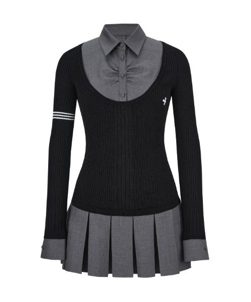 Uniform Pleated Mini Onepiece（ワンピース）｜andwang（アンドワン