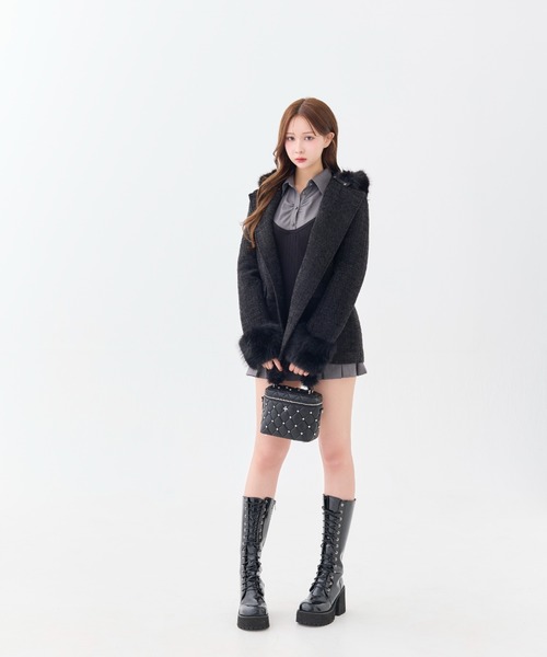 ワンピース Andwang Shirt pleated mini onepiece RESTOCK）Shirt pleated mini onepiece