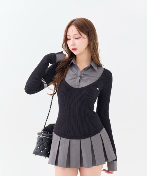 Uniform Pleated Mini Onepiece（ワンピース）｜andwang（アンドワン