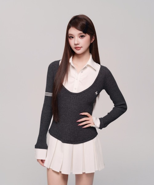 Uniform Pleated Mini Onepiece（ワンピース）｜andwang（アンドワン