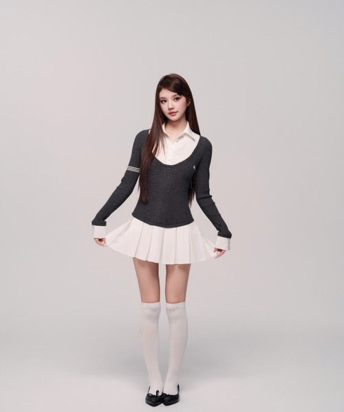 Uniform Pleated Mini Onepiece（ワンピース）｜andwang（アンドワン