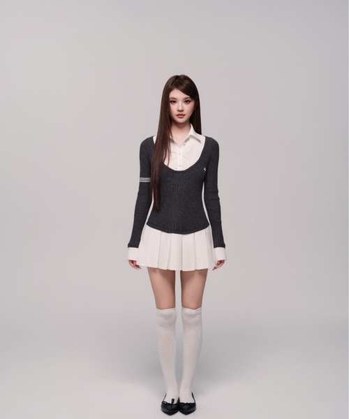 Uniform Pleated Mini Onepiece（ワンピース）｜andwang（アンドワン
