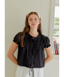 FRILL STRING RIBBON BLOUSE_BLACK