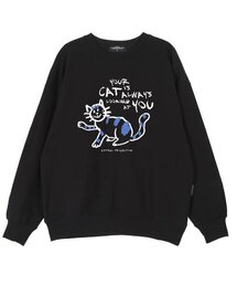 ドゥドゥルキャット オーバーサイズ ドロップショルダー スウェット_ブラック