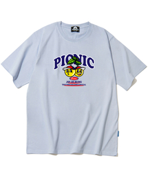 イエローボールピクニックグラフィックTシャツ - パープル