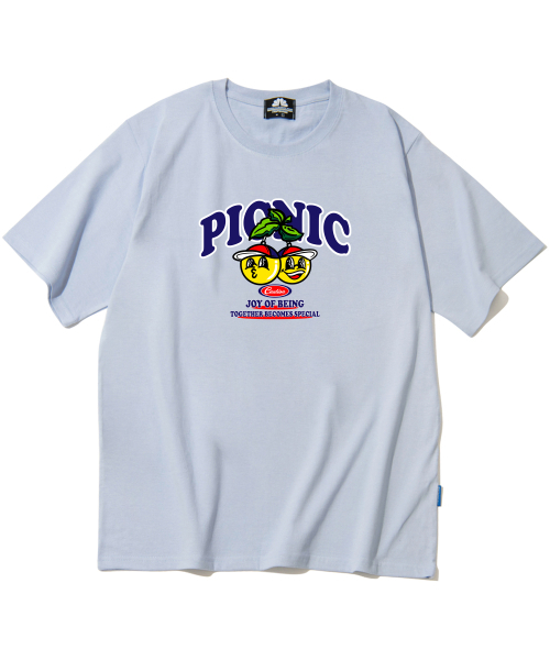 TRIPSHION(トリップション)の「イエローボールピクニックグラフィックTシャツ - パープル(Tシャツ/カットソー・メンズ・その他・LARGE/MEDIUM/X-LARGE)」の1枚目の写真