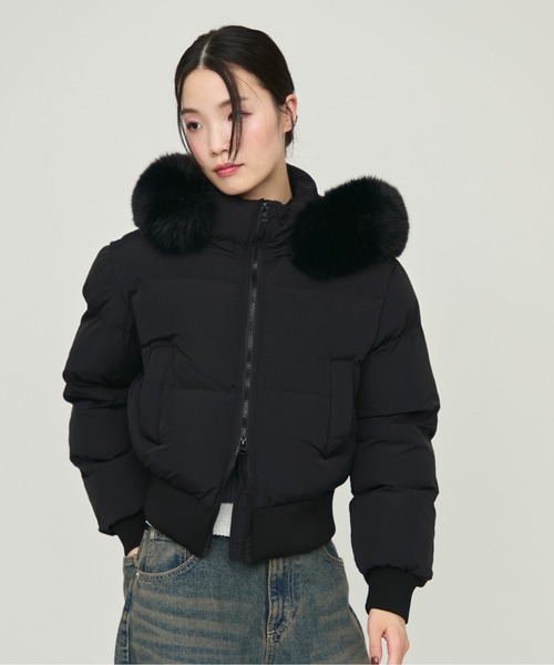 NUJOH(ヌゾ)の「Faux Fur Hooded Down Jacket / フェイクファーフード付きダウンジャケット(ダウンジャケット/コート・レディース・ブラック/アイボリー/ネイビー・FREE)」の21枚目の写真