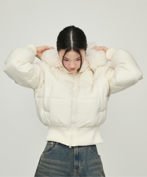 セール】Faux Fur Hooded Down Jacket / フェイクファーフード付き