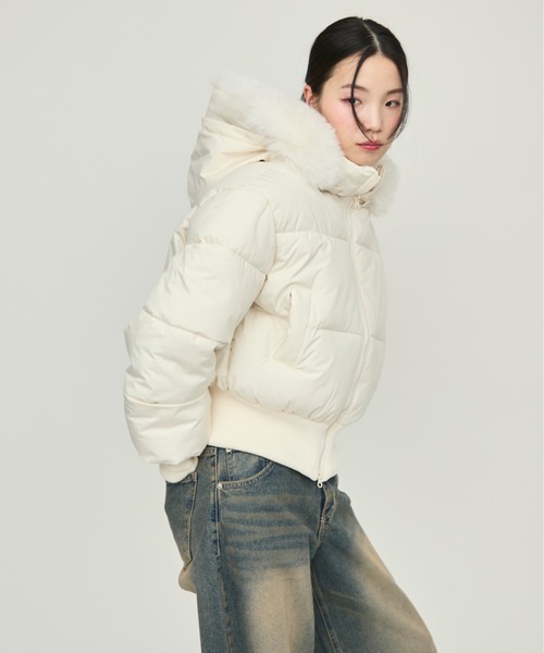 セール】Faux Fur Hooded Down Jacket / フェイクファーフード付き