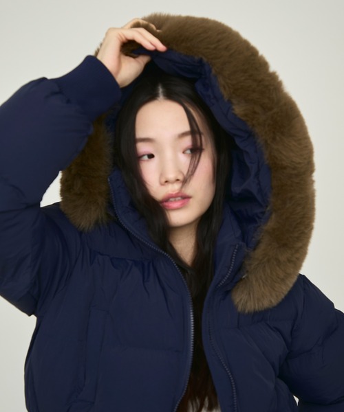 セール】Faux Fur Hooded Down Jacket / フェイクファーフード付き セール】Faux Fur Hooded Down Jacket / フェイクファーフード付き