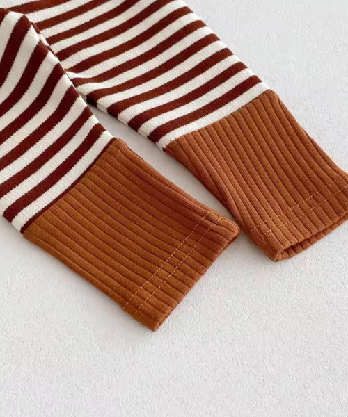 Bambin（ボンバン）の「【 Bambin / ボンバン 】 ナチュラルカラー ボーダー 切り替え レギンス（レギンス/スパッツ・キッズ・ライトグレー/ブラウン/ブラック/ダークグレー・80/90/100）」の5枚目の写真