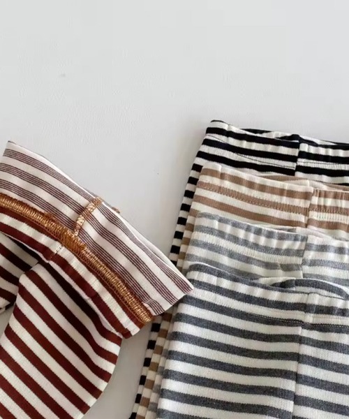 Bambin（ボンバン）の「【 Bambin / ボンバン 】 ナチュラルカラー ボーダー 切り替え レギンス（レギンス/スパッツ・キッズ・ライトグレー/ブラウン/ブラック/ダークグレー・80/90/100）」の6枚目の写真