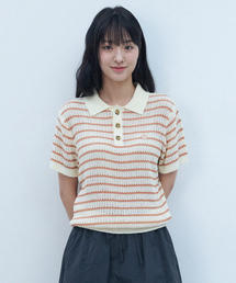 COMONINOZ（コモニノズ）の「SUMMER STRIPE POLO KNIT [IVORY]（ポロシャツ）」