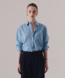 SILN（シルン）の「Voile sheer cotton classic shirts (BLUE)（シャツ/ブラウス）」
