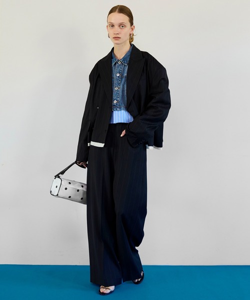 MAISON SPECIAL(メゾンスペシャル)の「Cut-Off Mid-Length Jacket/カットオフミドルジャケット(テーラードジャケット・レディース・ブラック/グレー・FREE)」の12枚目の写真