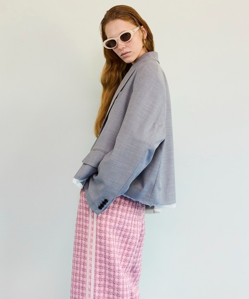 MAISON SPECIAL(メゾンスペシャル)の「Cut-Off Mid-Length Jacket/カットオフミドルジャケット(テーラードジャケット・レディース・ブラック/グレー・FREE)」の15枚目の写真