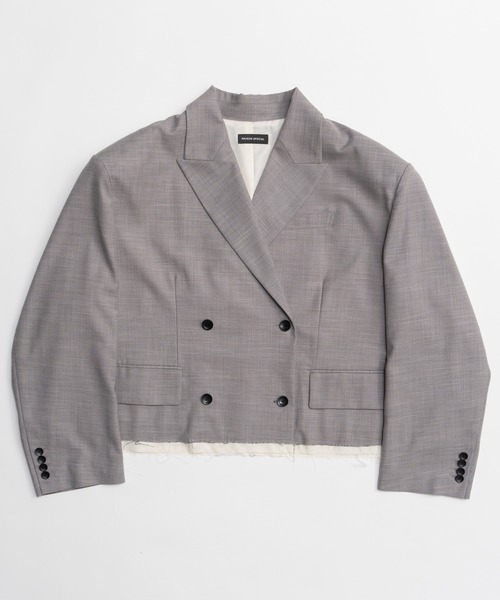 MAISON SPECIAL(メゾンスペシャル)の「Cut-Off Mid-Length Jacket/カットオフミドルジャケット(テーラードジャケット・レディース・ブラック/グレー・FREE)」の16枚目の写真