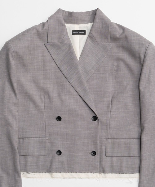 MAISON SPECIAL(メゾンスペシャル)の「Cut-Off Mid-Length Jacket/カットオフミドルジャケット(テーラードジャケット・レディース・ブラック/グレー・FREE)」の17枚目の写真