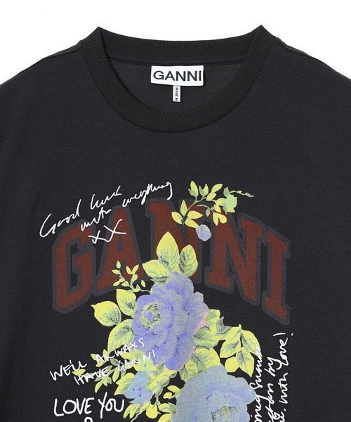GANNI（ガニー）の「GANNI Basic Cotton Jersey Rose T-shirt T4342（Tシャツ/カットソー・レディース・グレー・X-SMALL）」の3枚目の写真