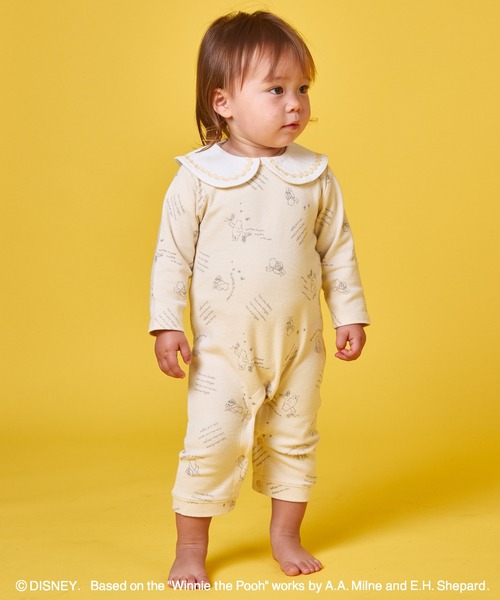 pairmanon（ペアマノン）の「【くまのプーさん】【リンクコーデ】【ベビー】総柄 襟付き ロンパース（ロンパース・キッズ・ピンク/ベージュ・70/80）」の2枚目の写真