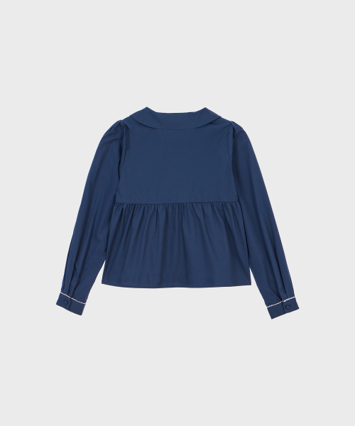 ALKI ALKA(アルキアルカ)の「Round Collar Shirring Blouse (Navy)(シャツ/ブラウス・レディース・ネイビー・FREE)」の4枚目の写真