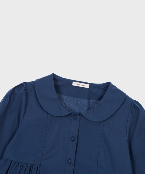 ALKI ALKA(アルキアルカ)の「Round Collar Shirring Blouse (Navy)(シャツ/ブラウス・レディース・ネイビー・FREE)」の5枚目の写真
