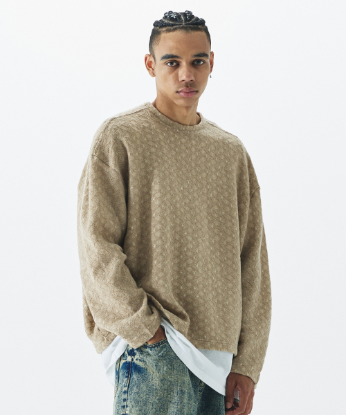 HEDER HELEN(ヘダーヘレン)の「VTG Web knit beige(ニット/セーター・レディース・その他・SMALL/MEDIUM/LARGE)」の1枚目の写真