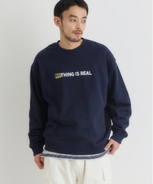 Right-on | 【Refurbish】ワンポイントロゴ刺繍クルーネックプルオーバー (シンプル / 着回し抜群 / オールシーズン)(スウェット)