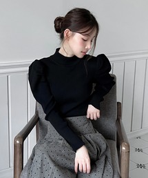 シアリングパフトップス ブラック 19,800円 パフスリーブ」に該当するトップス（ブラック/黒色系）ファッション
